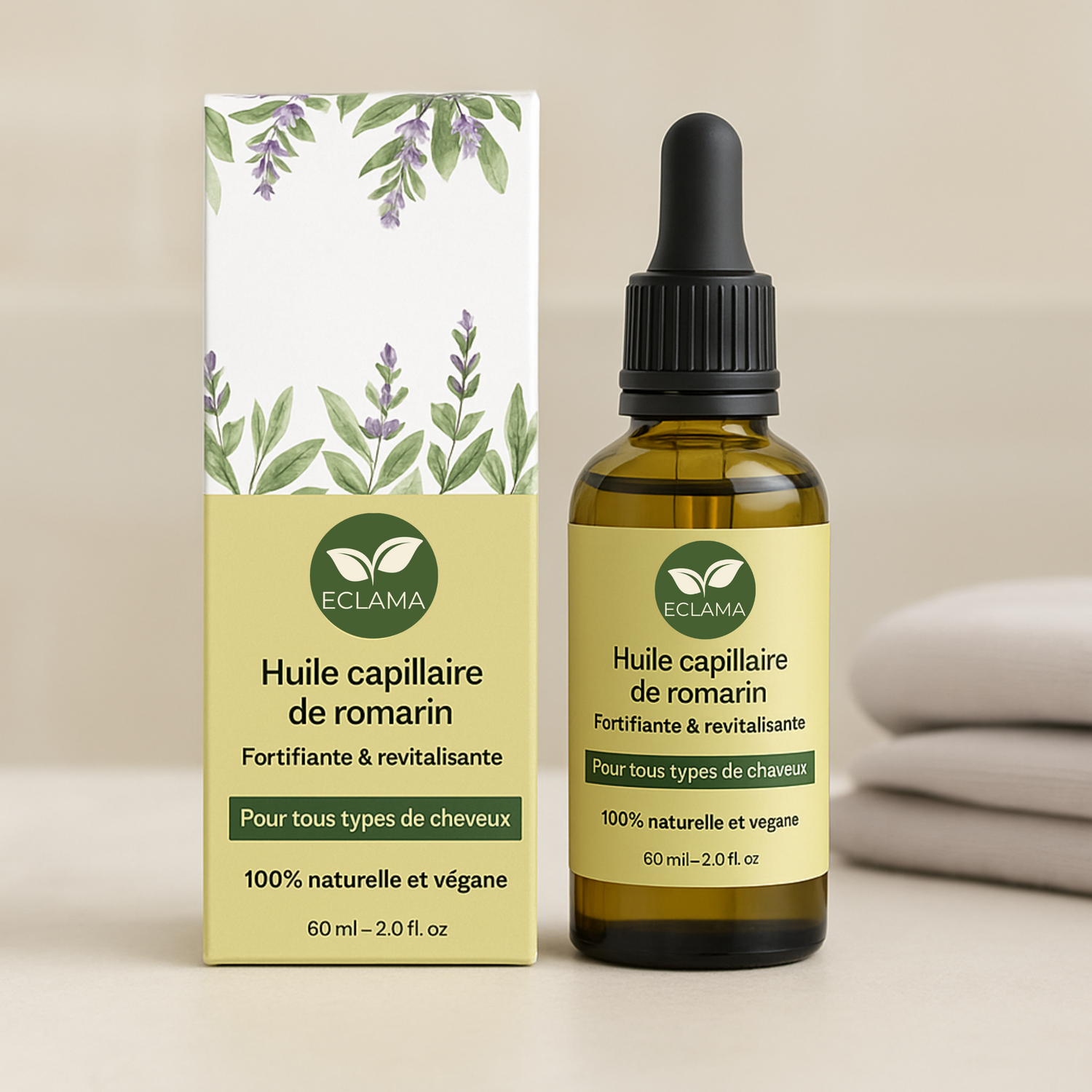 Huile de romarin pour la pousse des cheveux - ECLAMA